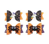 UKCOCO Pinzas Pelo Lazo de Raso 4 Piezas Tamaño Pequeño Clips de Halloween para Niñas Diseño de Fantasma y Araña Accesorios Fiesta Tocado Pelo