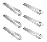 UKCOCO Pinzas Plata de Acero Inoxidable para Espinas de Pescado Mango Cómodo y Diseño Inclinado, Paquete de 6 Piezas para Eliminar Pelo de Cerdo en Cocina