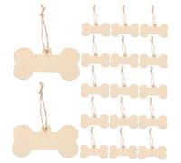 UKCOCO Placas De Madera Para Manualidades Huesos De Perro 5x10 Cm Madera Natural Sin Para Decoración Colgante Diy Niños y Bricolaje 24 Piezas Cuerda De Yute 10 m