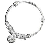 UKCOCO Pulsera De Brazalete Infantil De Campana Plateada, Brazalete De Niña De Cobre Baño De Plata, Joyería Creativa Para Ñiño, Obsequio Para Cumpleaños y Ocasiones Obsequios, Unisex, Talla Única