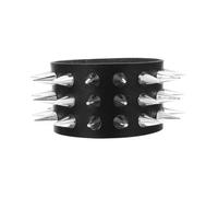 UKCOCO Pulsera de Cuero Sintético Negra con Remaches Punzantes, Pulsera Ajustable de 3 Columnas, Accesorio Punk para Fiestas y Estilo Gótico, Decoración Creativa para Muñeca, 1 Pieza