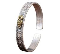 UKCOCO Pulsera De Hombre Con Diseño De Seis Palabras De Sabiduría Brazalete Abierto De Corazón Pulsera Religiosa Personalizada