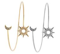 UKCOCO Pulseras De Brazo Con Diseño De Doradas y Plateadas Aleación Ajustable Brazaletes Para Mujer Fiestas y Vida Diaria Juego 2 Piezas