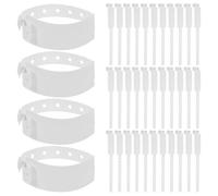 UKCOCO Pulseras de Identificación para Hospital, 100 Unidades Blancas Desechables Antibacterianas Resistentes al Agua Cierre Seguro para Gestión Prolongada de Pacientes