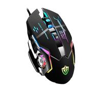 UKCOCO Ratón Gaming Metálico Iluminado con dpi y Programación Macro USB Diseño Ergonómico para Oficina y Color Negro