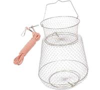 UKCOCO Red de Pesca Plegable de Metal Galvanizado 30 Cm Diámetro Malla Localizadora de Peces Portátil Secado Rápido para Pesca en Río Mar y Captura de Peces Equipo de Resistente