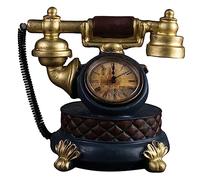 UKCOCO Reloj De Resina Retro Modelo De Teléfono Dorado, Reloj Decorativo De Escritorio Vintage Para Decoración Del Hogar, Accesorio Artístico Para Oficina y Mesa