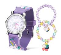 UKCOCO Reloj Infantil Unicornio para Niñas Pequeñas, Set con Pulseras De Silicona Flexible, Color Lavanda, Obsequio Adecuado Cumpleaños y Uso Diario
