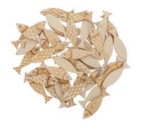 UKCOCO Rodajas de Pescado de Madera sin Terminar 50 Piezas para Manualidades Diy, Adornos Colgantes Diseño Mediterráneo, Decoración Náutica Infantil para Scrapbooking y Fiestas