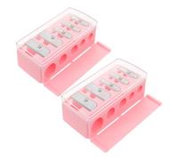 UKCOCO Sacapuntas Manual para Lápices de Cejas y Labios, Herramienta de 5 Agujeros con Tapa de Plástico, Color Rosa, 2 Unidades, Sacapuntas de Maquillaje Compacto para Uso Diario y Viaje