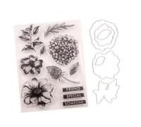 UKCOCO Sellos de Silicona Transparente con Troquel Floral para Manualidades DIY Práctico y Duradero para Álbumes Tarjetas y Diarios Incluye Sello y Troquel de Acero Resistente