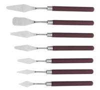 UKCOCO Set de 7 Espátulas para Pintura al Óleo con Mango de Madera y Hoja de Acero Inoxidable Cuchillos para Artistas Raspadores para Mezclar Colores Herramientas para Acuarela y Óleo
