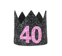 UKCOCO Sombrero de Cumpleaños para Adulto Brillante Purpurina, Estilo Tiara E, Accesorio Festivo para Fiestas de Cumpleaños 40 Años, Complemento para Cotillón y Disfraces