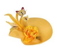 UKCOCO Sombrero de Flor con Diseño de Ala para Mujer Tocado de Novia para Boda Tocado de Paja para Banquete para Fiestas de Té Diadema Exagerada con Motivo de Ala para Mujer