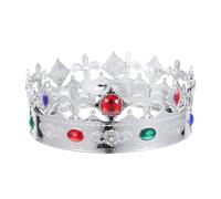 UKCOCO Sombrero de Rey Real para Halloween, Plata Ajustable | Tiara Clásica de Plástico y Tela, Accesorio Elegante para Disfraz, Fiestas de Cosplay y Fotos