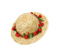 UKCOCO Sombrero Tejido De Paja para Perro Pequeño Sombrero Hawaiano Flores Margarita Roja Accesorio Fotográfico para Mascotas Uso Diario y Fiestas