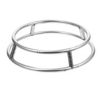 UKCOCO Soporte para Wok Redondo de Acero Inoxidable, Doble Anillo | Estructura Hueca, Base Curva y Bordes Suaves, para Encimera y Fogones, Acabado Plata