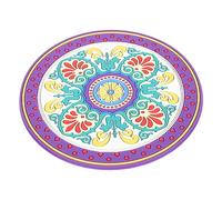 UKCOCO Tapete Grande para Cuenco de Sonido Religioso, Cojín Redondo de Bordado Diseño Exótico en Blanco, Almohadilla para Meditación y Terapia de Sonido Budista, Accesorio Práctico