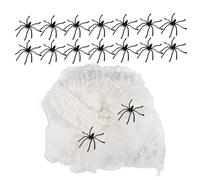 UKCOCO Telaraña Negra de Halloween 300 100 Arañas Pequeñas Realistas Decoración Espeluznante para Fiestas y Hogar Telaraña Artificial para Interiores y Exteriores