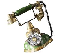 UKCOCO Teléfono Decorativo Vintage de Resina Verde, Figura de Teléfono de Disco Retro para Decoración del Hogar, Adorno para Sala, Vinoteca o Dormitorio, Modelo Clásico Europeo Sobremesa