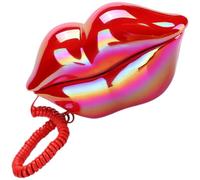 UKCOCO Teléfono Fijo Decorativo Labios Rojos, Diseño Creativo para Escritorio, Tamaño Pequeño, Color Rojo Intenso, Material Ecológico, Señal Estable, Adecuado para Decoración del Hogar