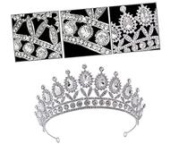 UKCOCO Tiara de Cristal Plateada para Novias y Princesas Accesorio de Boda con Diadema Rhinestones Elegante Tocado para Mujeres y Damas