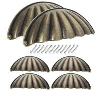 UKCOCO Tiradores Vintage de Concha Marina para Muebles de Cocina y Tocador Pomos Semicirculares de Aleación de Zinc para Armarios 6 Unidades Resistentes para Cajones y Gabinetes