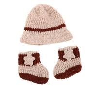 UKCOCO Traje de Mezclilla para Recién Nacido de Crochet Sombrero y Zapatos Accesorios para Fotos de Bebés para Sesiones de Fotos de Recién Nacidos