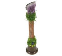 UKCOCO Varita de Cristal Campana Pequeña de Latón y Mango de Madera Campana Decorativa de Amatista para Altar Rituales Espirituales y Decoración del Hogar