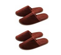UKCOCO Zapatillas de Casa para Invitados 2 Pares Talla Media Pantuflas Cómodas No Desechables Color Café para Uso Hogar y Suministros para Visitantes
