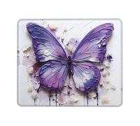 UKCZZLMSQ Alfombrilla de ratón cómoda con estampado de mariposas y pintura al óleo morada, con base de goma antideslizante, para oficina, hogar y laptop, 7.9 x 9.5 pulgadas