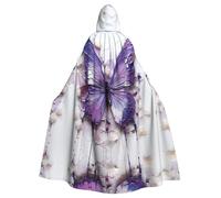 UKCZZLMSQ Bata con capucha con estampado de mariposas y pintura al óleo morada, disfraz unisex para Halloween, Navidad, fiesta, cosplay