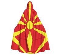 UKCZZLMSQ Capa con capucha estampada de la bandera de Macedonia del Norte, disfraz unisex para Halloween, Navidad, fiesta, cosplay