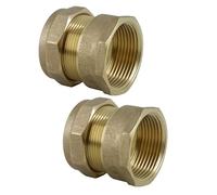 UKDD® - Acoplador de hierro hembra de latón BSP de 22 mm de compresión por 3/4 pulgadas, adaptadores rectos de 22 mm x 3/4 pulgadas, aprobado por WRAS, paquete de 2