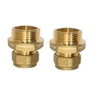 UKDD® Acoplador de hierro macho de latón BSP de 15 mm de compresión por 3/4 pulgadas (par), adaptadores rectos de 15 mm x 3/4 pulgadas