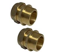 UKDD® - Acoplador de hierro macho de latón BSP de 28 mm de compresión por 1 pulgada, 28 mm x 2,5 cm, adaptadores rectos