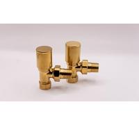 UKDD® Radiadores redondos de latón dorado y válvula de toallero adecuado para la instalación de su toallero o radiador en sistema de calefacción central latón cepillado (ángulo de toallero, válvulas