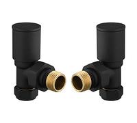 UKDD® - Válvula redonda negra para radiadores y toalleros adecuados para la instalación de tu toallero térmico o radiador en tu sistema de calefacción central, válvulas negras (válvulas negras en