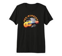 Uke-Ologist Divertido Ukelele Retro Playa Puesta de Sol Camiseta Premium