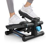 UKEEP Mini steppers para ejercicio en casa, máquina de entrenamiento de escalones con bandas de resistencia, equipo cardiovascular de cuerpo completo, paso a paso hidráulico de fitness con monitor LCD