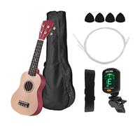 Ukelele acústico de 53 cm, ukelele soprano acústico de colores, kit de ukelele de madera de tilo con bolsa de transporte, correa, cuerdas, púas, afinador