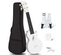 ukelele adulto Ukulele Mini Uku De Viaje De Fibra De Carbono De 21 "U Con Kit Para Principiantes Que Incluye Estuche Semirrígido, Afinador Y Cuerdas(White)