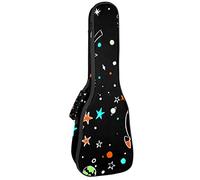 Ukelele Bag Astronauta Dog Robot Rocket Alien in Space Ukelele Case for Soprano Tenor Concert 23 pulgadas 10mm Thick Soft Padded Adjustable Straps Gig Bag