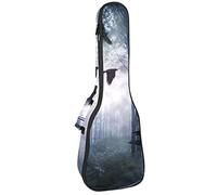 Ukelele Bag Black Crows in Spooky Night Forest Ukelele Case for Soprano Tenor Concert 23 Inch 10mm Thick Soft Padded Adjustable Straps Gig Bag