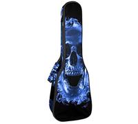 Ukelele Bag Day of the Dead Skull with Blue Fire Ukelele Case for Soprano Tenor Concert 23 Inch 10mm Thick Soft Padded Adjustable Straps Gig Bag