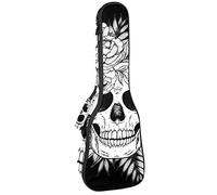 Ukelele Bag Day of the Dead Sugar Skull with Flowers Ukelele Case for Soprano Tenor Concert 23 Inch 10mm Thick Soft Padded Adjustable Straps Gig Bag
