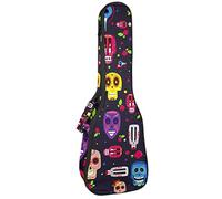 Ukelele Bag Day of the Dead Sugar Skulls - Funda para ukelele para concierto soprano tenor de 23 pulgadas, 10 mm de grosor, suave acolchado con correas ajustables
