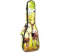 Ukelele Bag Deers in Forest Ukelele Case for Soprano Tenor Concert 23 Inch 10mm Thick Soft Padded Adjustable Straps Gig Bag