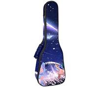 Ukelele Bag Howling Wof towards Starry Sky Ukelele Case para concierto soprano tenor de 23 pulgadas 10 mm de grosor, suave acolchado correas ajustables bolsa de concierto