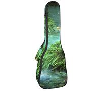 Ukelele Bag River With Pond, Red Fishes Mushroom Ukulele Case para Soprano Tenor Concierto 23 pulgadas 10MM Grueso suave acolchado correas ajustables bolsa